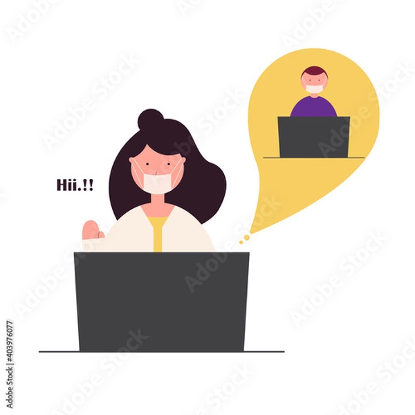 Fototapeta SOCIAL DISTANCING ILLUSTRATION