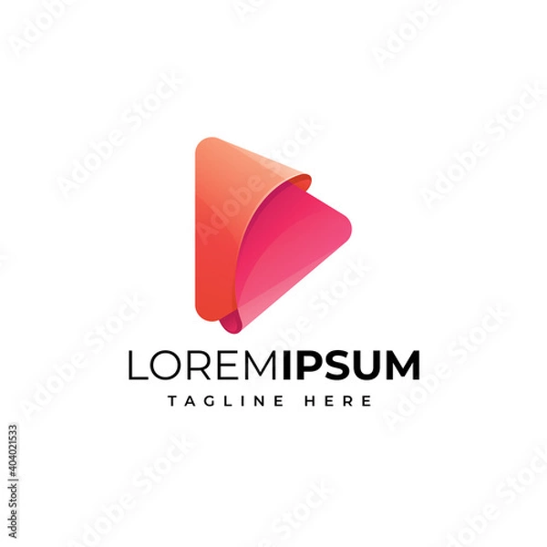 Obraz Colorful media play logo design vector