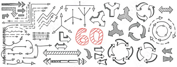 Fototapeta 60 hand drawn arrows set. Vector. 