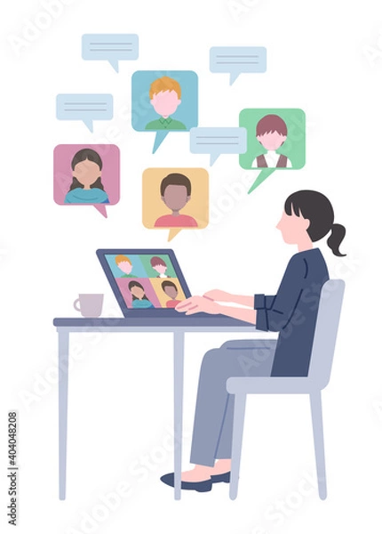 Obraz グローバルなリモートワークのイラスト