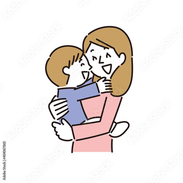 Obraz 母親に抱かれて幸せな気分の男の子