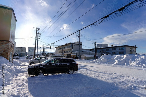 Fototapeta 冬の北海道の朝