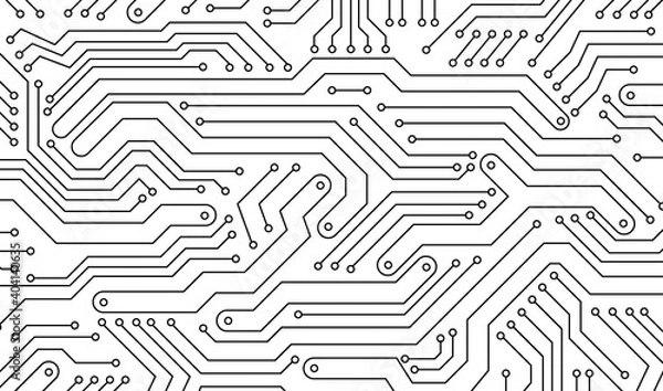 Obraz Electronics board. Circuit board electronic hi tech pattern. Vector abstract computer chip. Black monochrome background