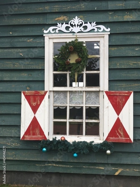 Obraz christmas wreath on the window