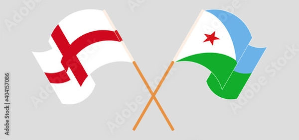 Obraz Crossed and waving flags of England and Djibouti