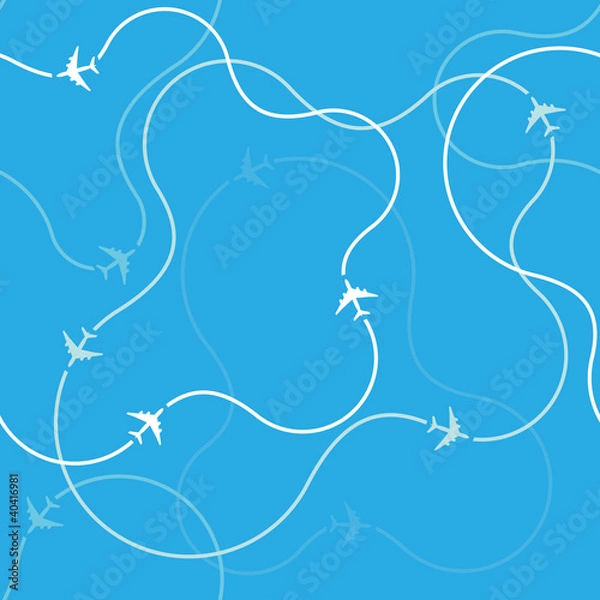 Obraz Seamless pattern with airplane routes. Vector.