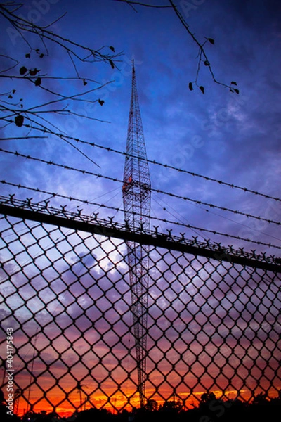 Fototapeta Barbed Wire Radio Tower 2