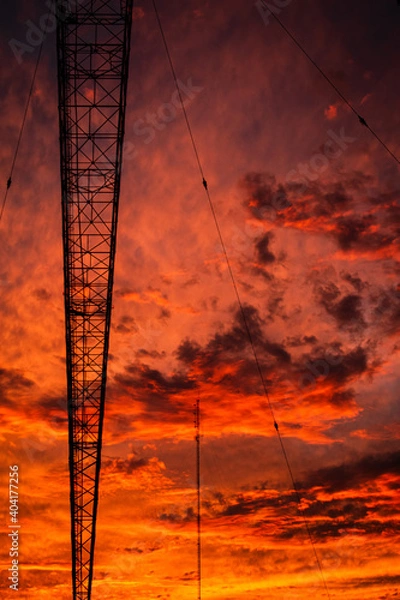 Obraz radio tower sunset 7