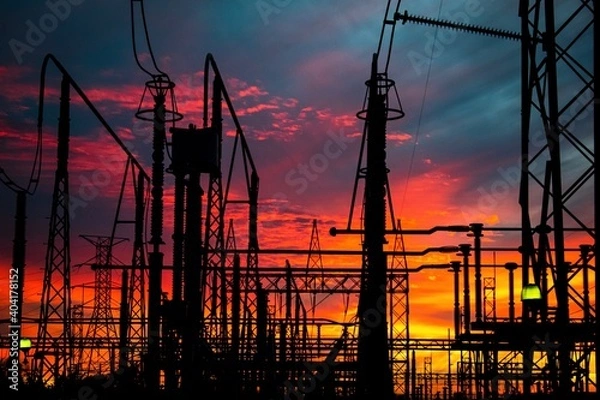 Obraz power lines at sunset 5