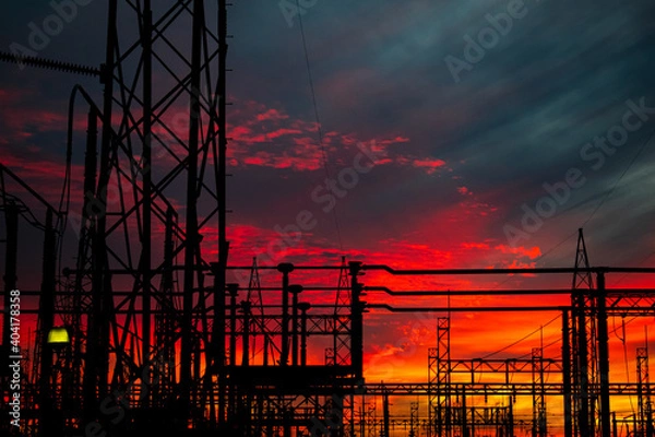 Obraz power lines at sunset 10