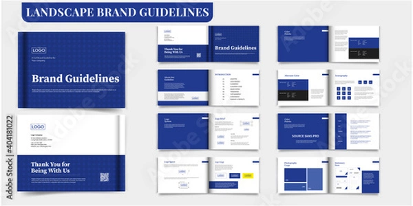 Fototapeta Landscape Brand Guideline Template Brochure Brand Guideline Brochure Brand Book bi fold brochure Landscape Brand Manual