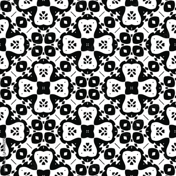 Fototapeta Black and white texture. Abstract seamless geometric pattern. 