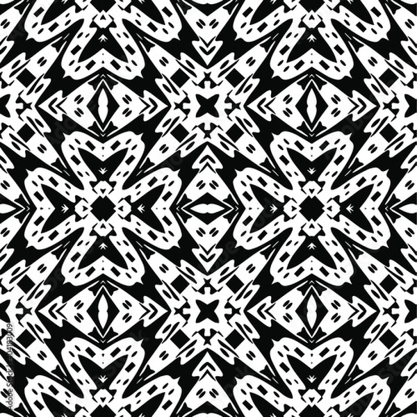 Fototapeta Black and white texture. Abstract seamless geometric pattern. 