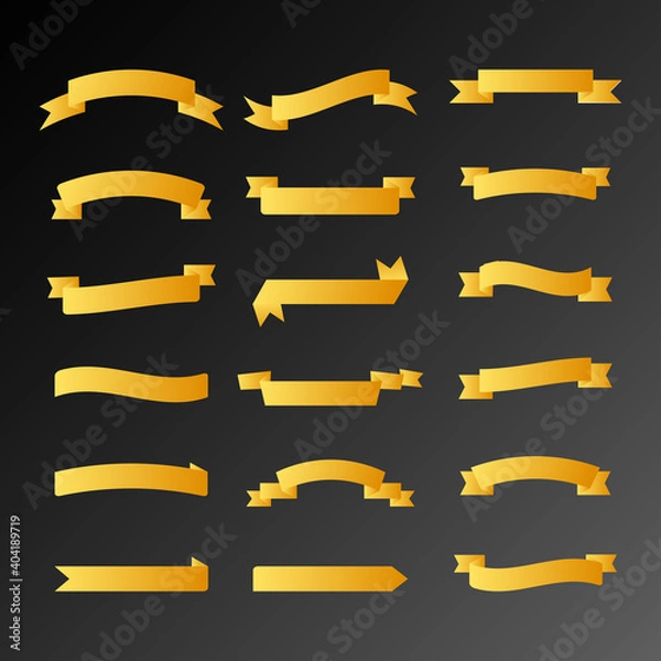 Fototapeta Golden ribbon banners design elements collection.Vector illustration.Eps10