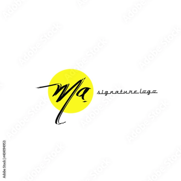 Fototapeta m a ma initial letter handwriting and signature logo