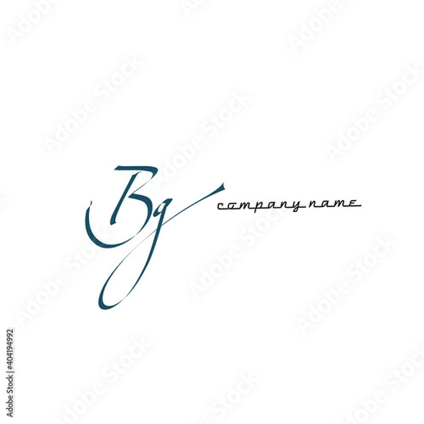 Fototapeta B g Bg initial letter handwriting and signature logo