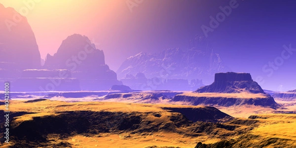 Obraz Alien Planet. Mountain. 3D rendering