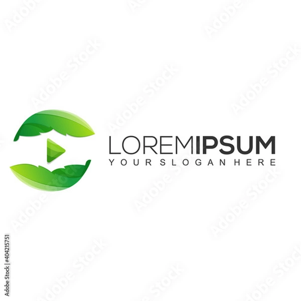 Obraz Green Play Button Natural Logo Template