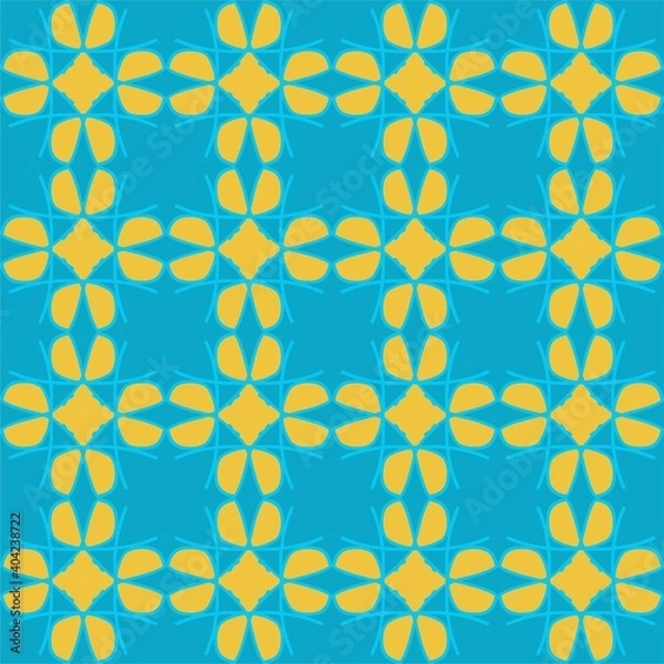 Fototapeta seamless pattern yellow light sunny Blue Mint mandala floral creative design vector illustration background