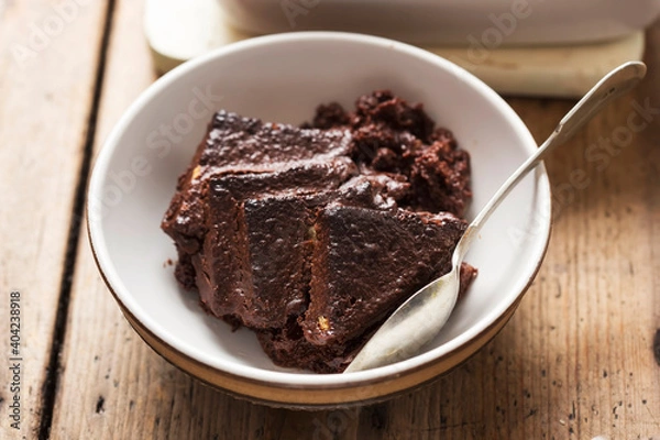 Fototapeta Chocolate bread and butter pudding 