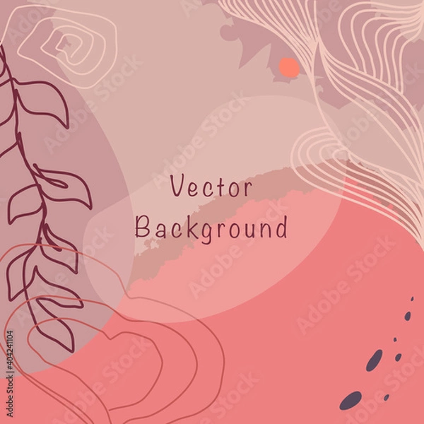 Fototapeta Artistic abstract square template for fashion, cards, invitation prints, etc. Modern universal abstract background and frame design.  Pastel Coral, beige, pink, trendy colors. Vector illustration.