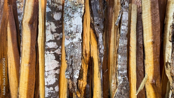 Fototapeta A pile of wood pattern In the garden