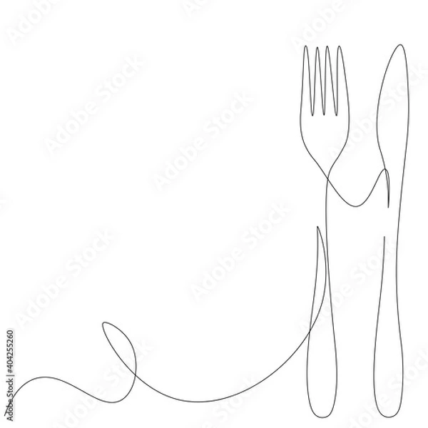 Fototapeta Fork and knife on white background, vector illustration