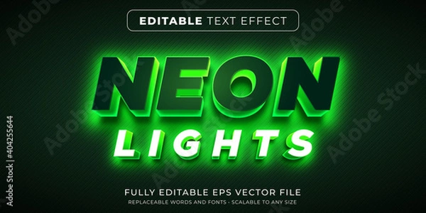 Obraz Editable text effect in green neon lights style