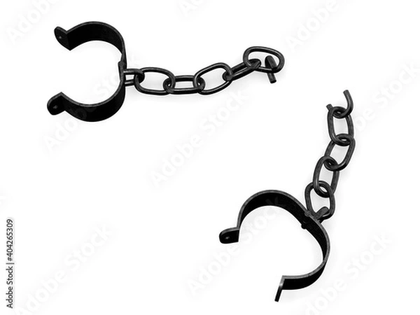 Fototapeta Broken shackles on chain 3d rendering