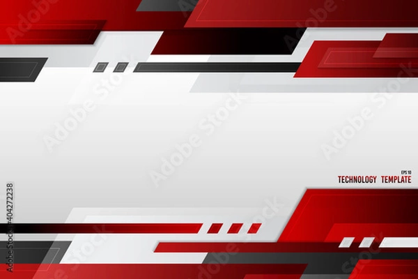 Obraz Abstract cover technology template design of gradient red black and white header. Design for modern decorative copy space of text background. illustration vector