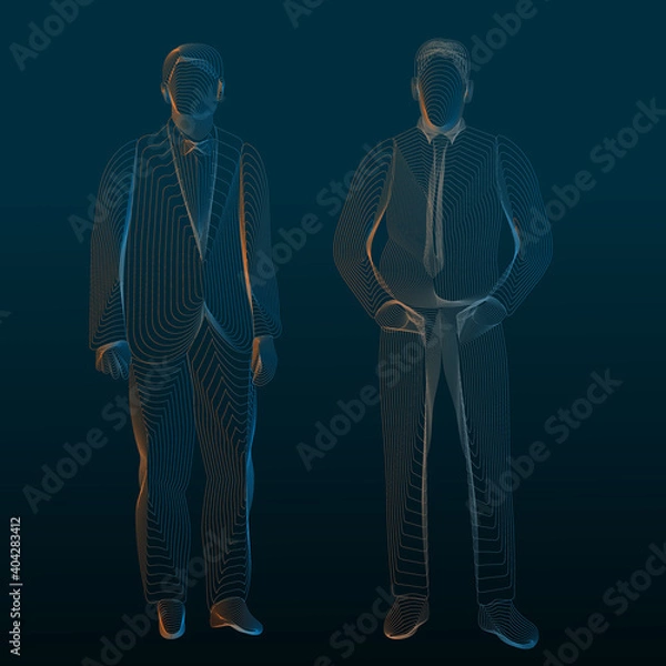 Fototapeta business men, thin geometry, silhouette