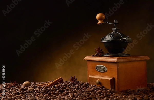 Obraz Retro coffee grinder and coffee