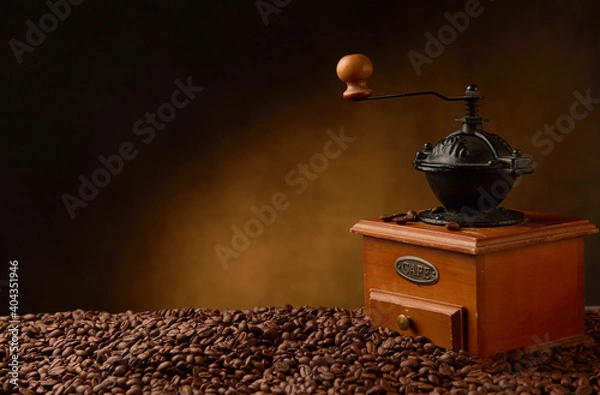 Obraz Retro coffee grinder and coffee