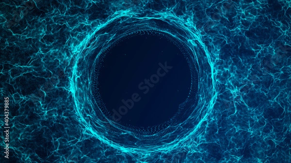 Fototapeta Space-time portal. Abstract red grid wormhole. Futuristic 3d portal. Cosmic wormhole. Funnel-shaped tunnel. Spiral Technology. 3d rendering.