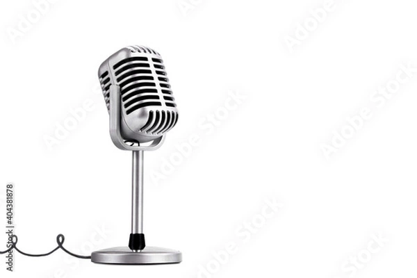 Fototapeta Retro style microphone isolated on white background