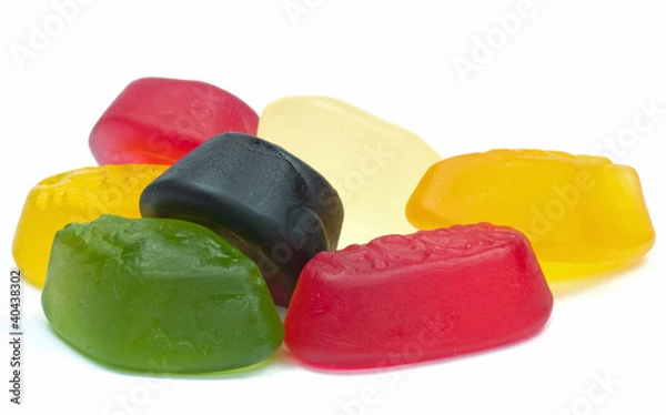 Fototapeta A pile of wine gums on a white background