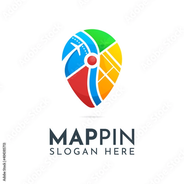 Obraz Colorful map pin logo template