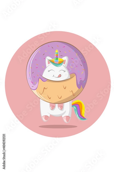 Fototapeta A giant donuts clad pony vector illustration