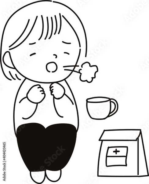 Obraz 風邪で咳が出る赤ちゃん