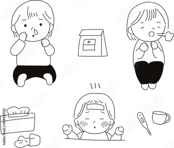 Obraz 風邪を引いた赤ちゃん