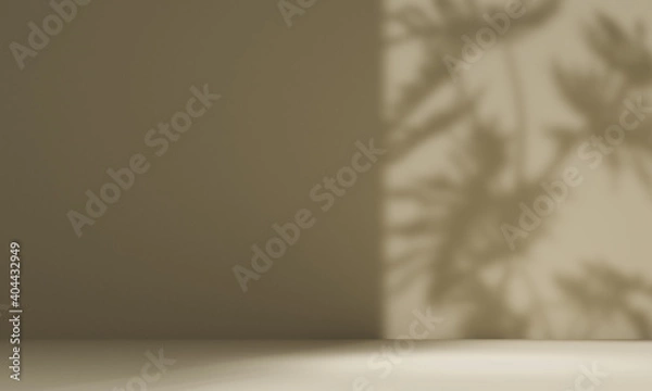 Fototapeta sunshade shadow on cream wall, minimal background for presentation.