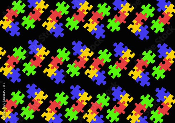 Fototapeta Seamless puzzle pattern wallpaper in black color background