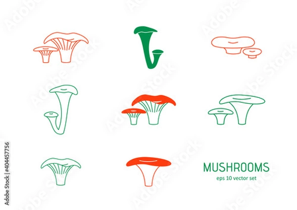 Obraz Mushroom - vector icons set.