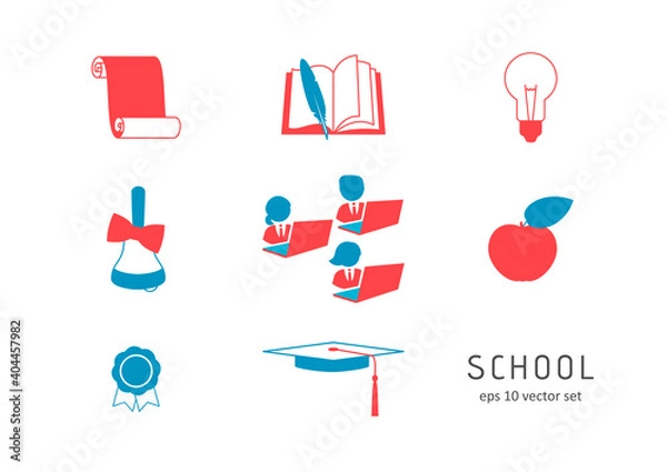 Obraz School - vector icons set on white background.