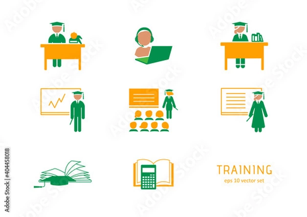 Obraz Traning - vector icons set on white background.