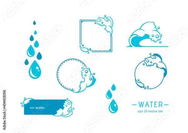 Obraz Water - vector icons set on white background.