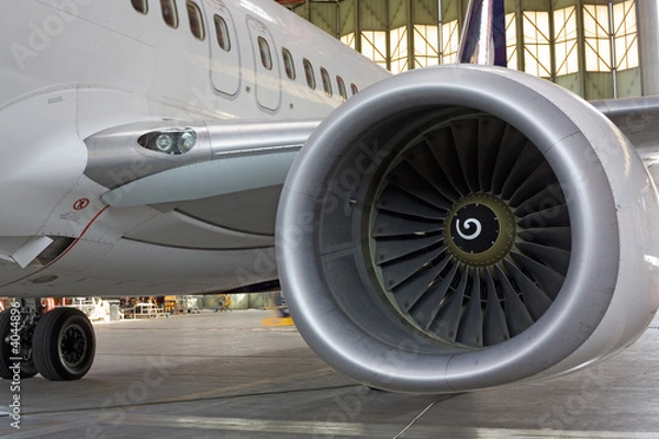 Obraz Jet engine at aircraft  in the hangar