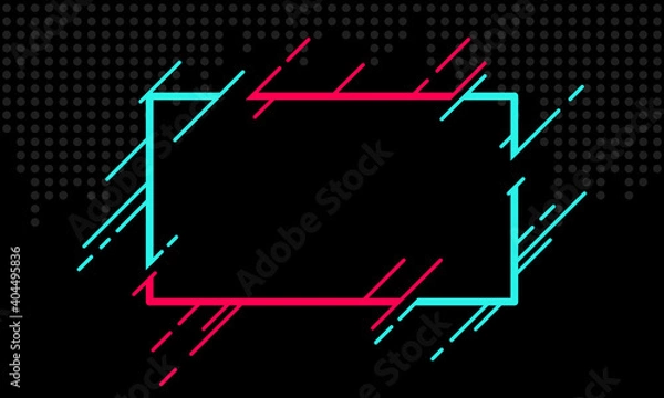 Fototapeta Abstract glitch TikTok background. Vector illustration. Abstract background. Light. Futuristic blue red frame vector black background contrast color border digital dynamic elegant. TikTok, tik tok