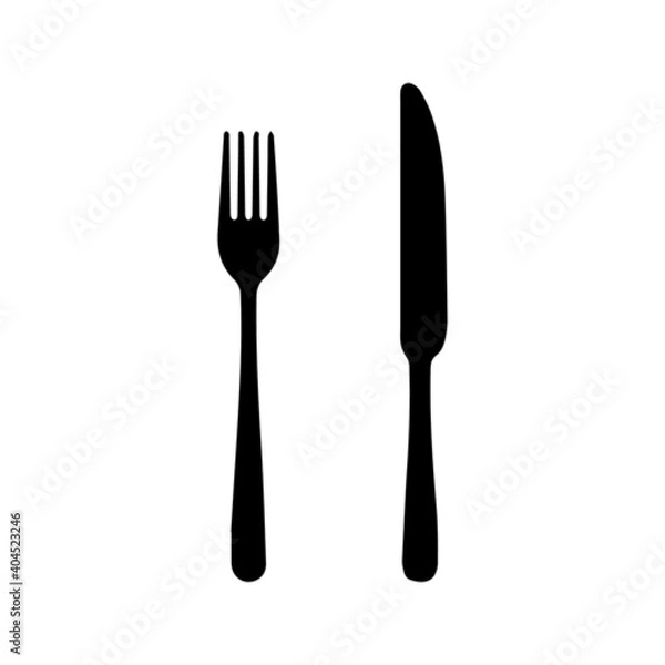 Obraz Fork spoon icon vector sign isolated on white background illustration for graphic and web design editable
