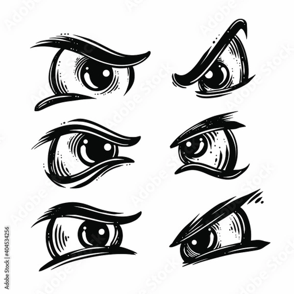 Fototapeta set of angry eyes vector